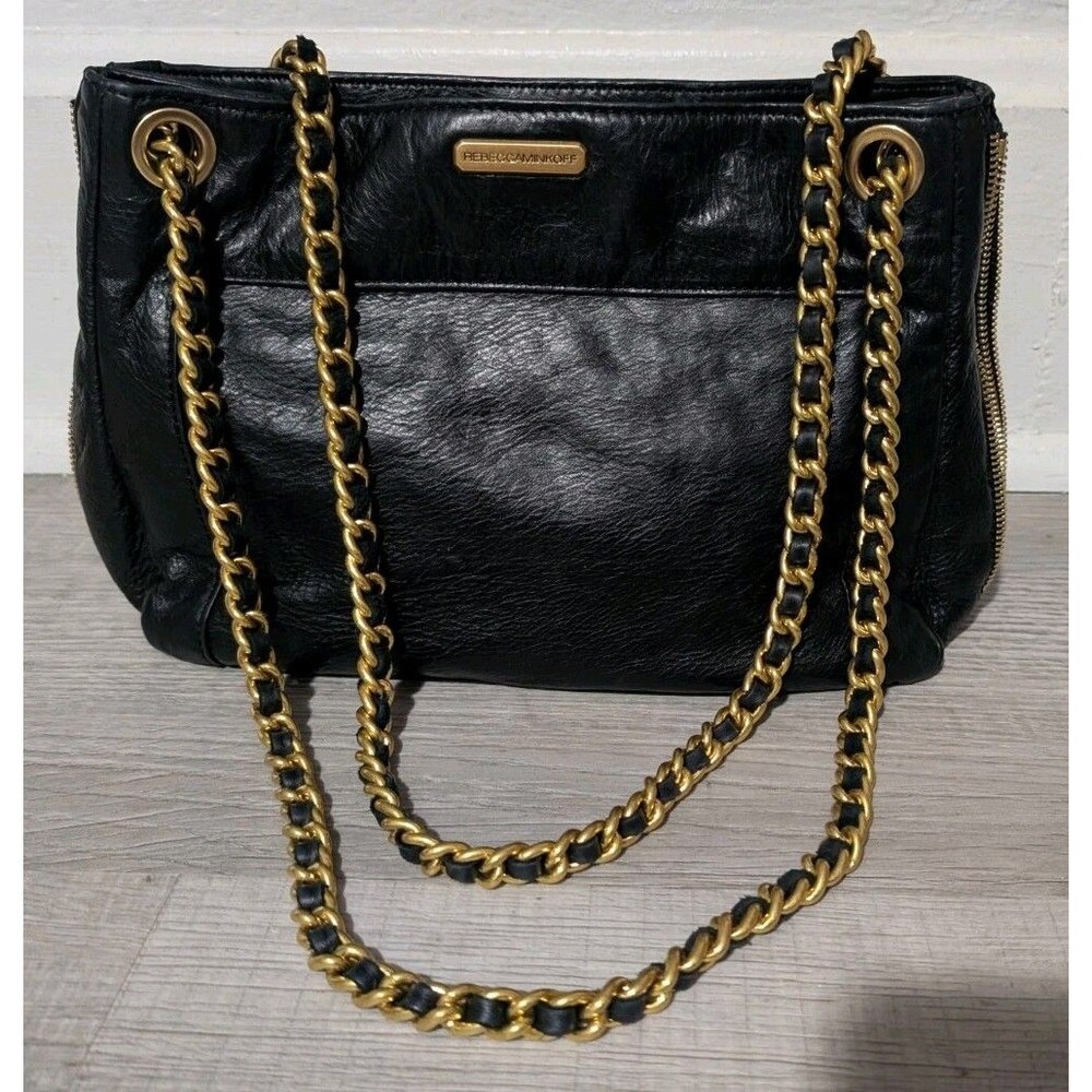 Rebecca Minkoff Swing Leather Crossbody Chain Strap Women's Shoulder Bag Black